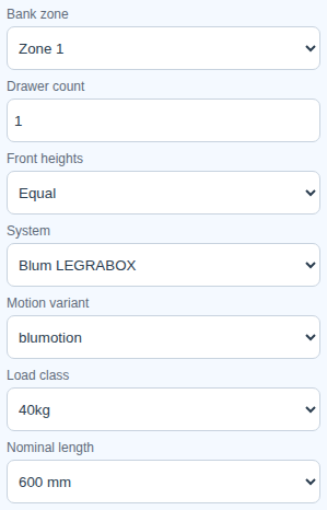 Real MebelCalc capture: Drawer-bank settings