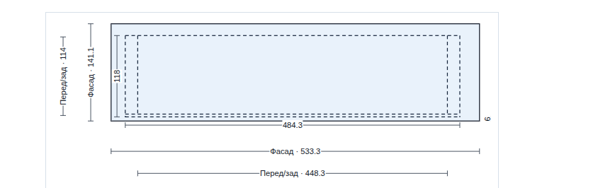Настоящий кадр MebelCalc: Фрагмент фронтального вида ящика