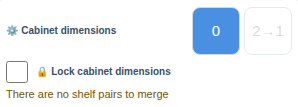 Real MebelCalc capture: Zero shelf gap and 2→1 merge